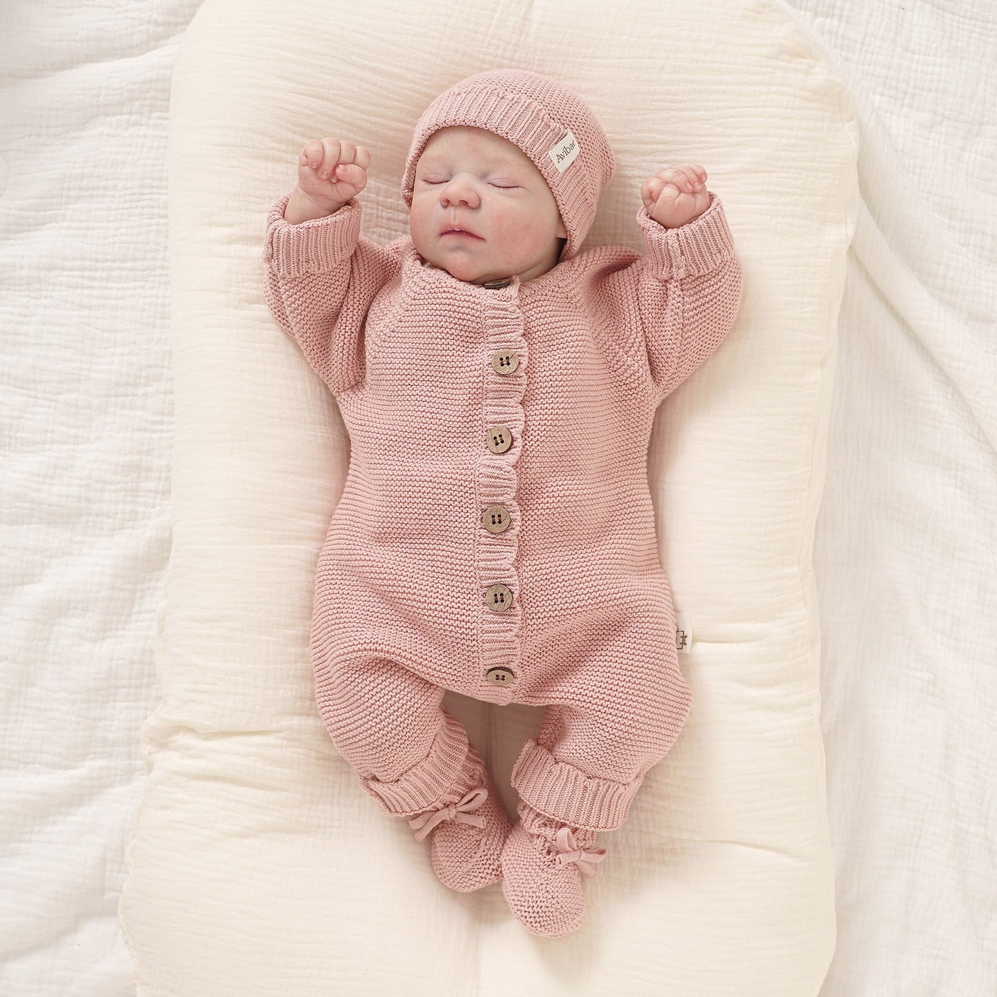 Avibae Classic  Luxary Cotton Stitch  7-Piece Buddle Pearl Rose