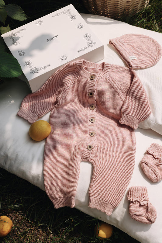 Avibae Classic  Luxary Cotton Stitch  3-Piece Buddle Pearl Rose