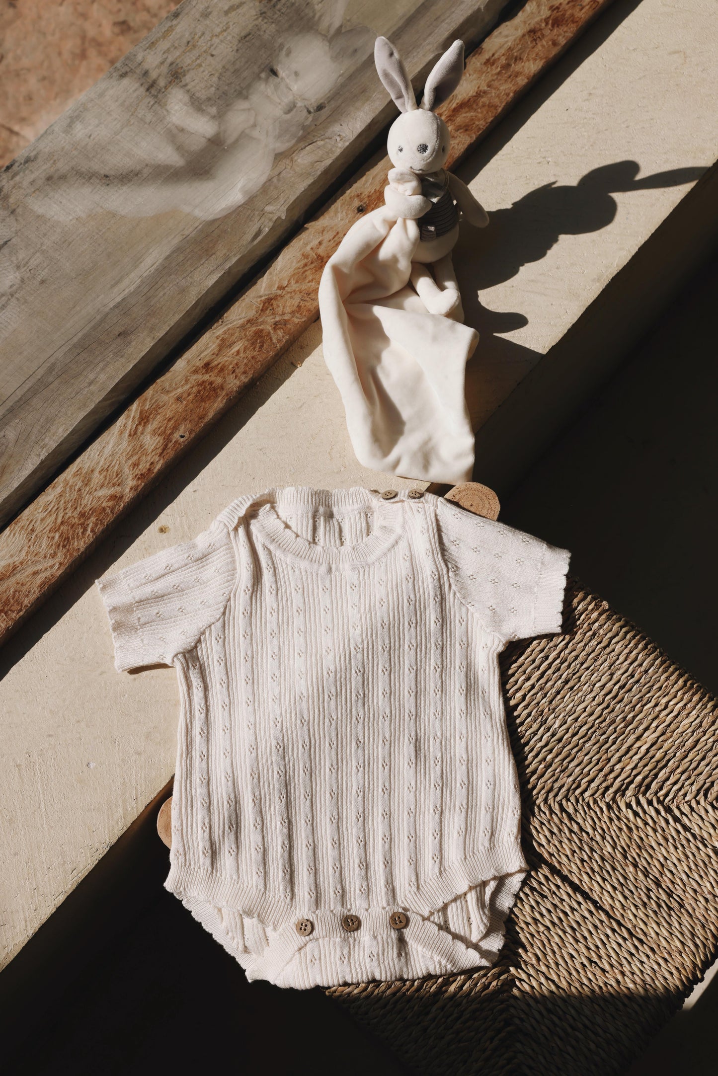 Avibae Luxary Cotton Patterned Openwork Romper  7-Piece Buddle Creamy White