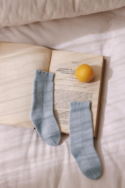 Avibae Luxary Cotton Patterned Openwork Romper  7-Piece Buddle Nestle Sky