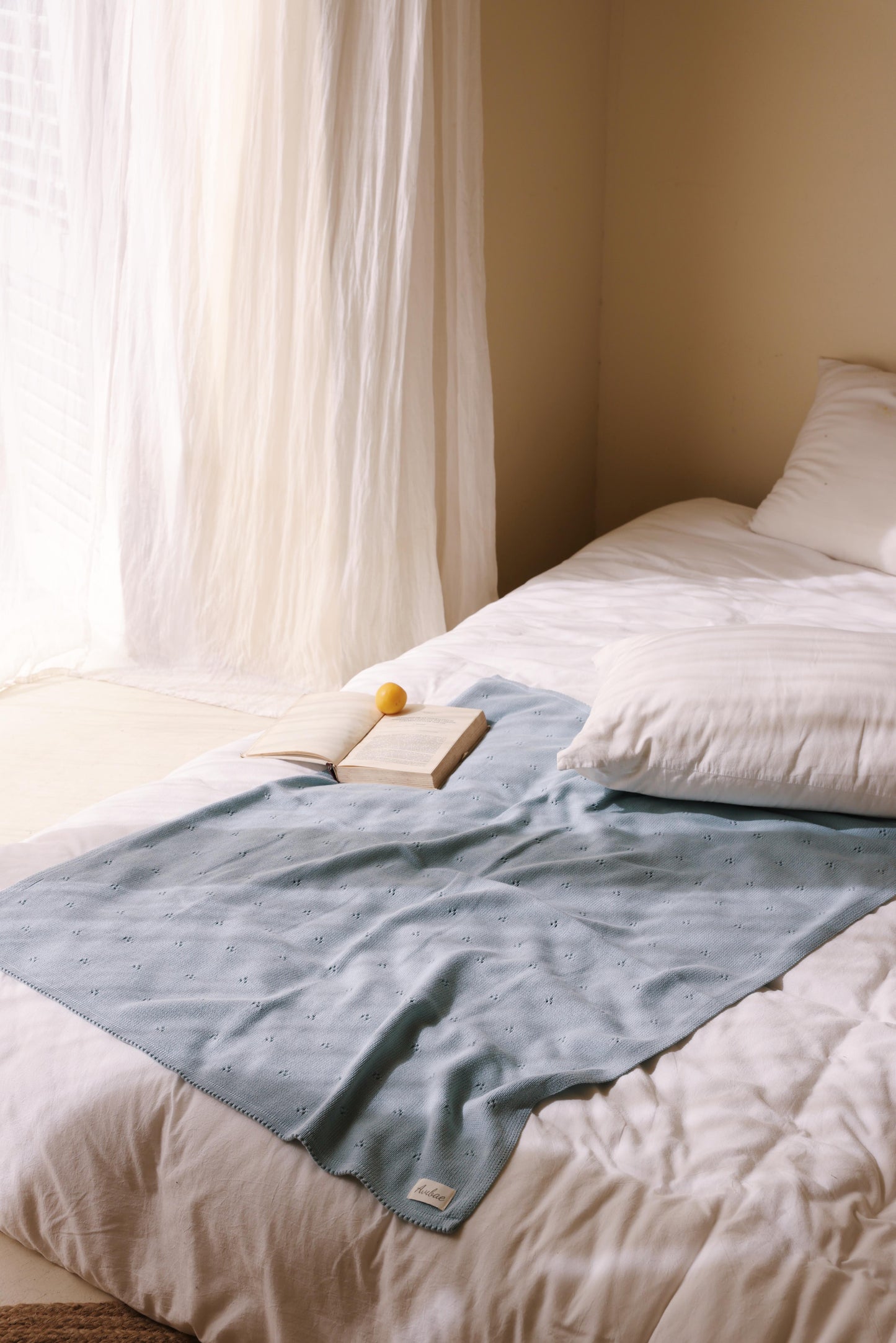 Avibae Luxary Cotton Patterned Openwork Romper  7-Piece Buddle Nestle Sky