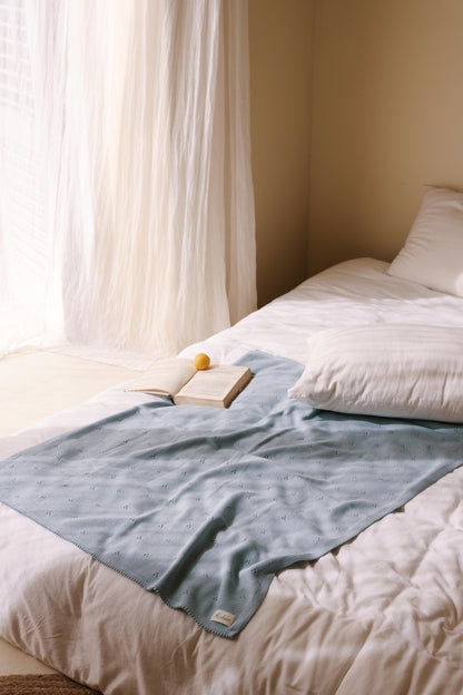 Avibae Luxary Cotton Patterned Openwork Romper  7-Piece Buddle Nestle Sky