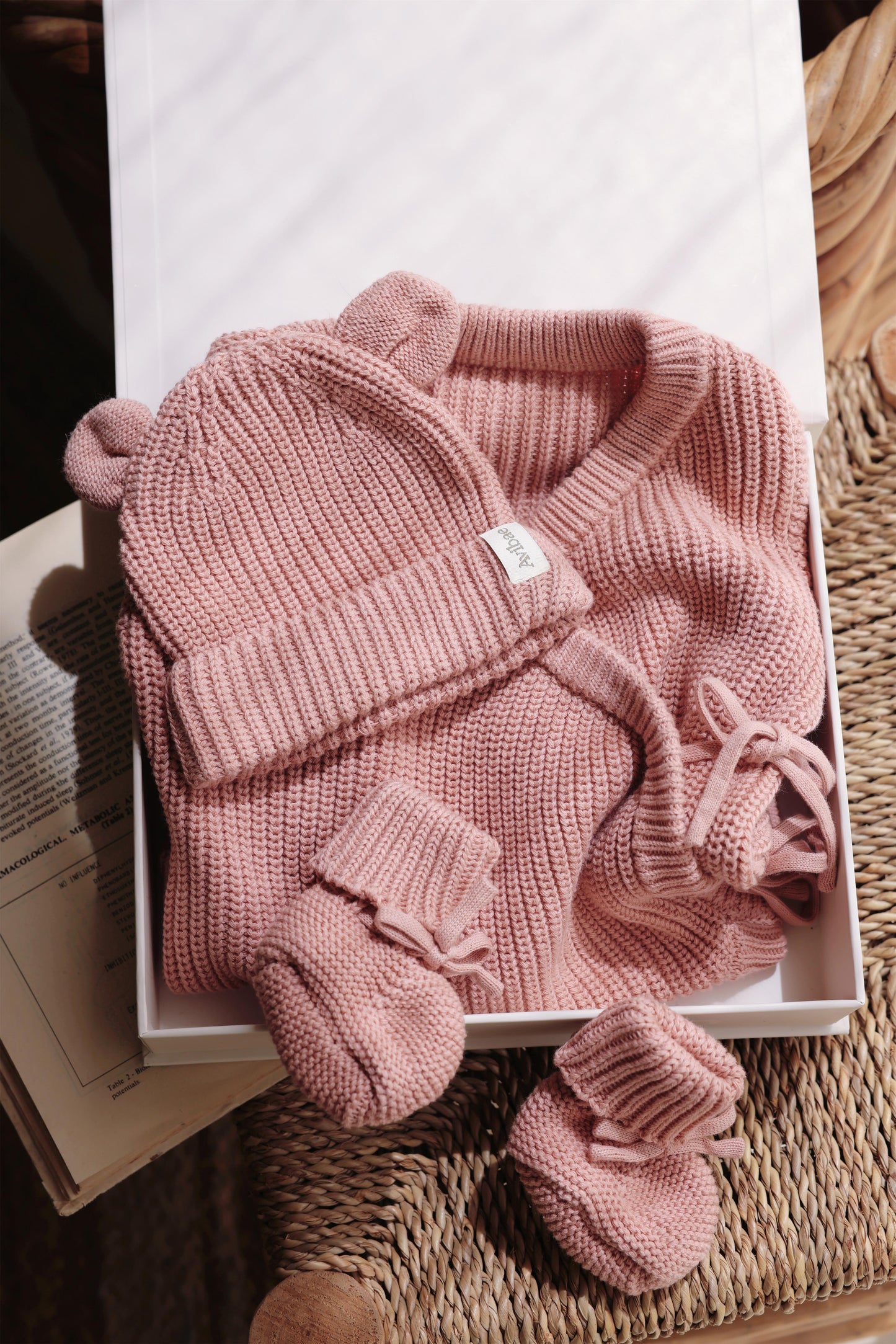 Avibae Luxary Cotton Cute Bear Romper  3-Piece Buddle Pearl Rose