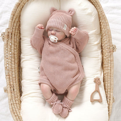 Avibae Luxary Cotton Cute Bear Romper  3-Piece Buddle Pearl Rose