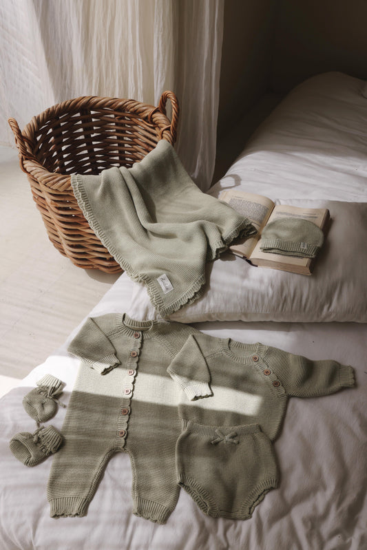 Avibae Classic  Luxary Cotton Stitch  7-Piece Buddle Misty Moss
