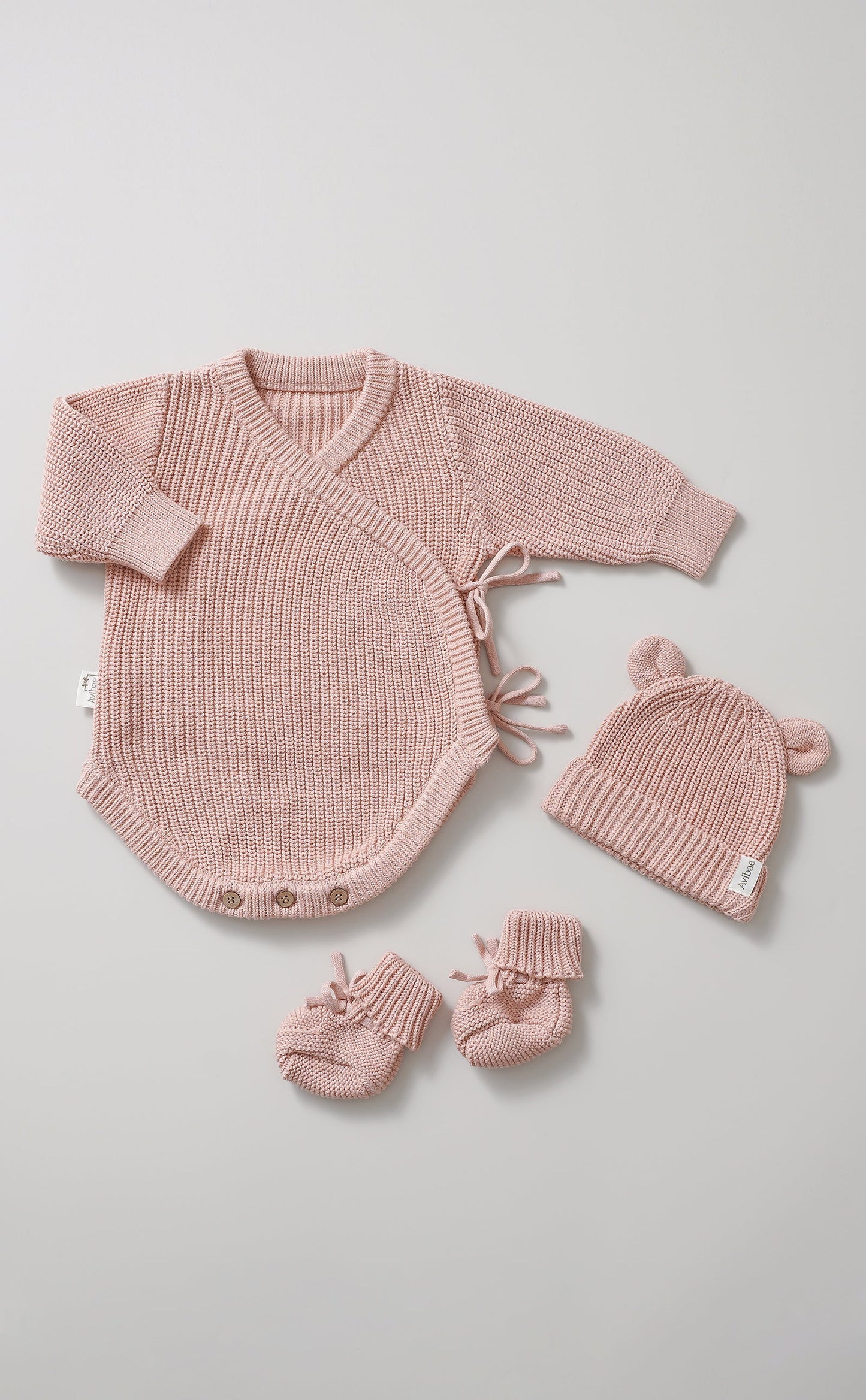 Avibae Luxary Cotton Cute Bear Romper  3-Piece Buddle Goat Oat