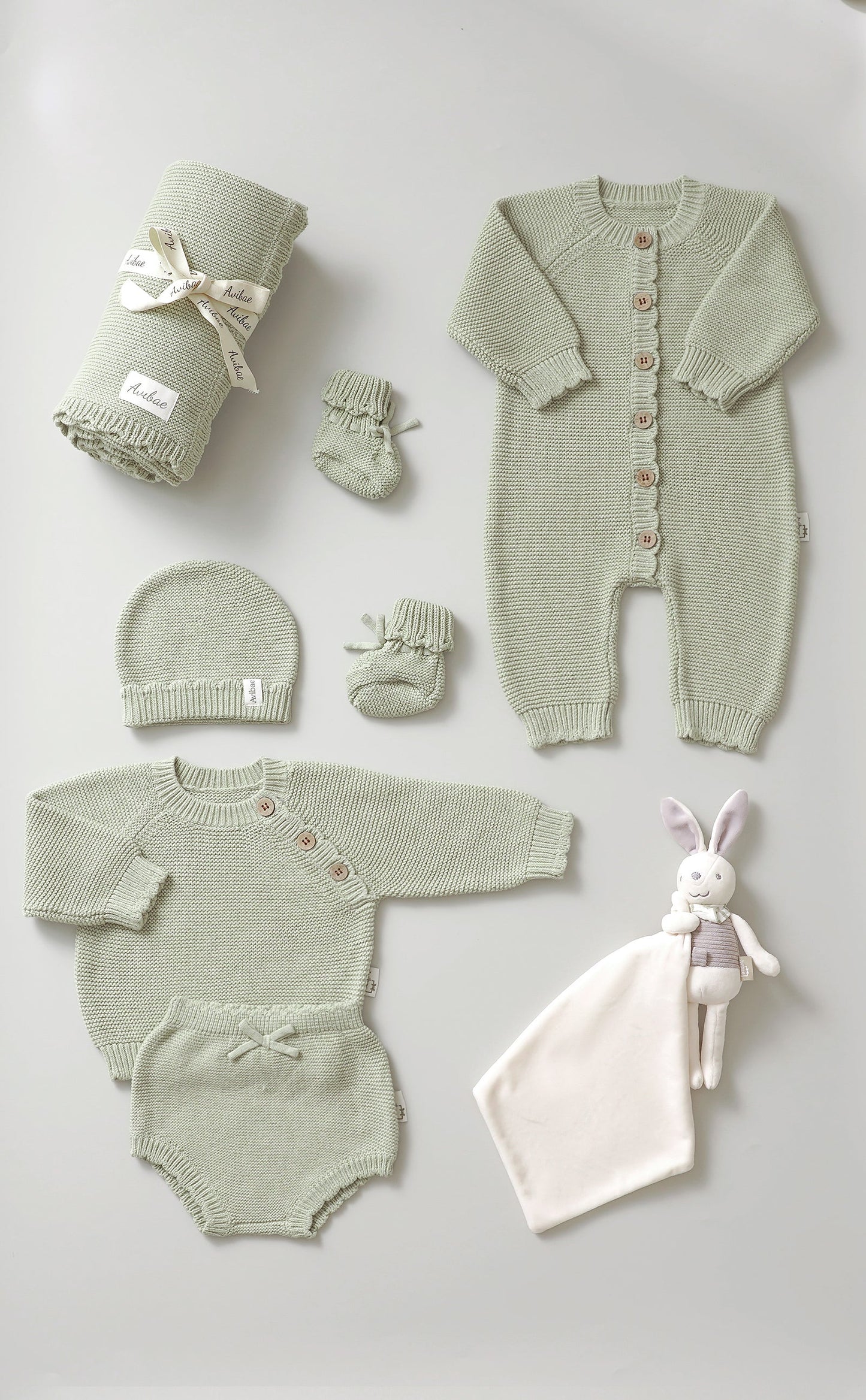 Avibae Classic  Luxary Cotton Stitch  7-Piece Buddle Misty Moss