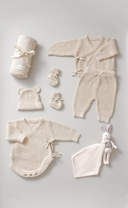 Avibae Luxary Cotton Cute Bear Romper  7-Piece Buddle Grey Moss