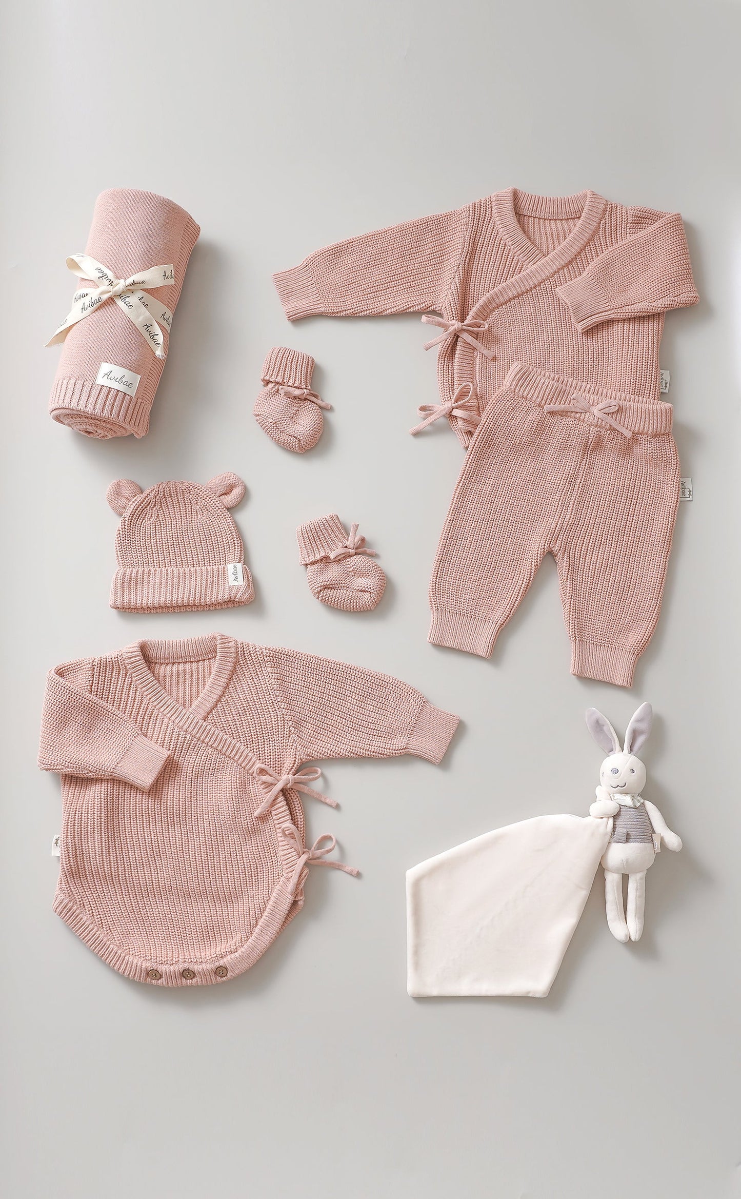 Avibae Luxary Cotton Cute Bear Romper  7-Piece Buddle Grey Moss