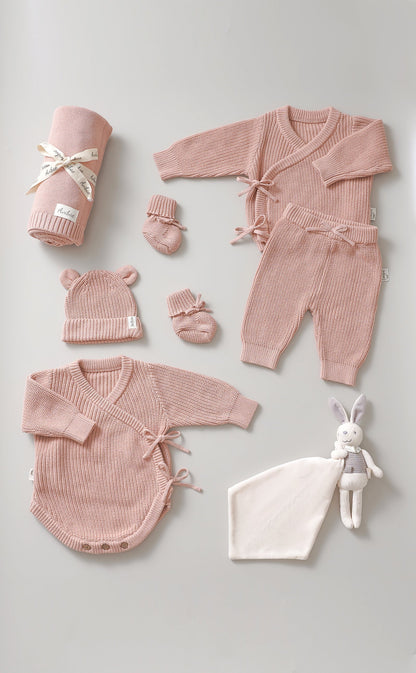 Avibae Luxary Cotton Cute Bear Romper  7-Piece Buddle Grey Moss