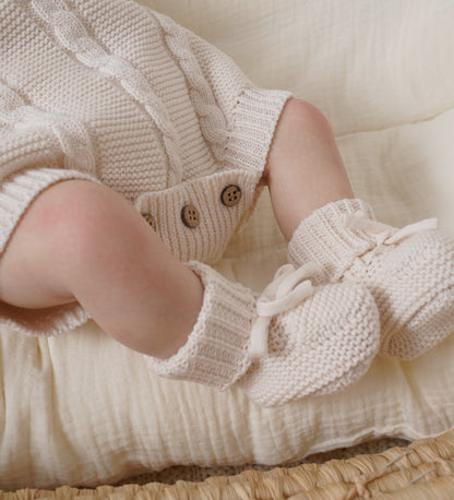 Luxary Cotton Baby 3-Pieces Cable Knit Gift Bundle